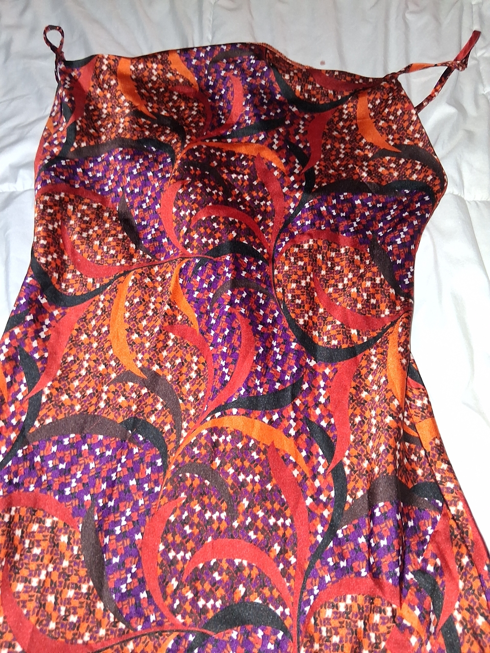 Women's Orange and Purple Printed Maxi Dress - Slip Style